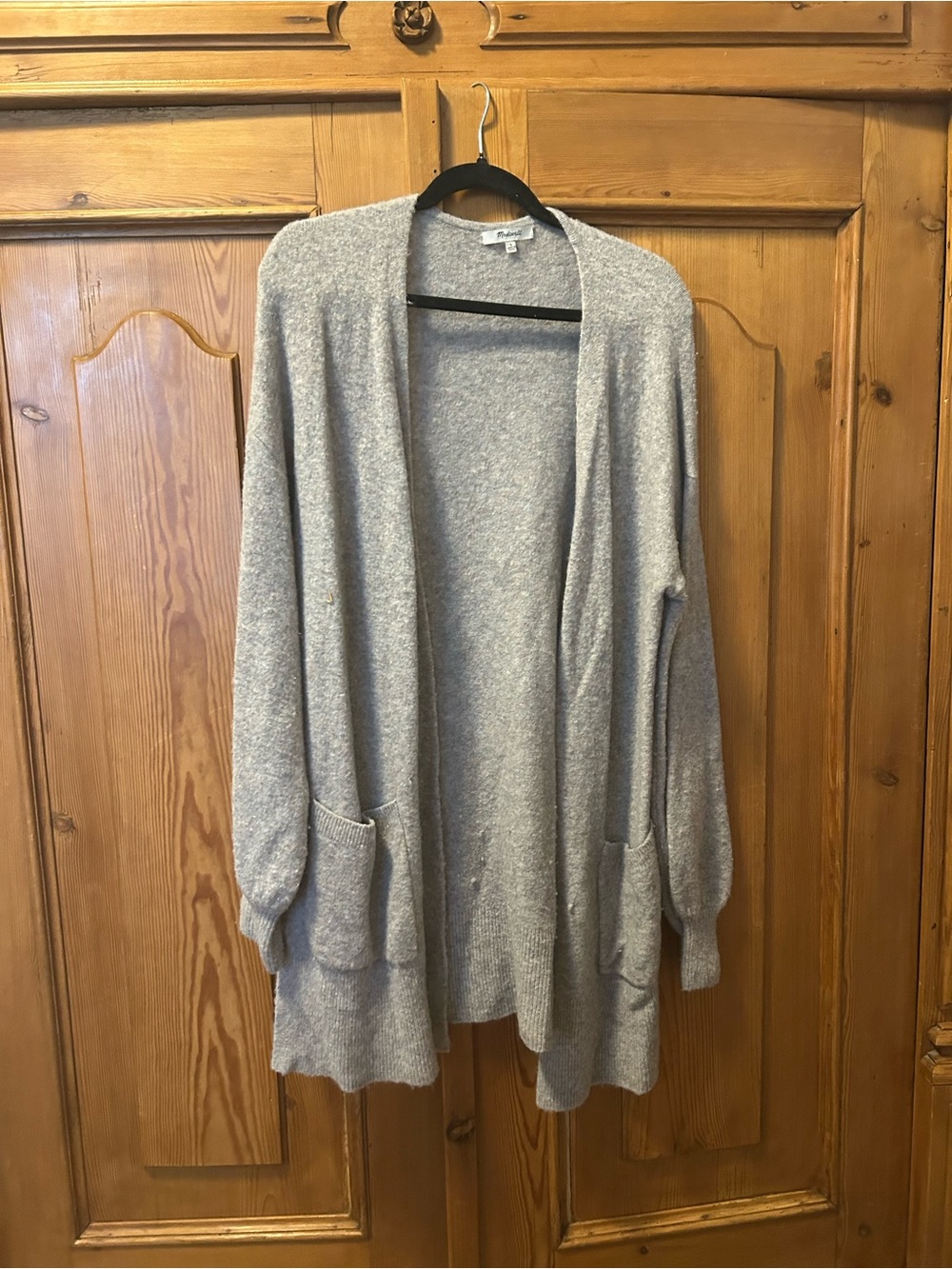 Madewell Light Gray Open-Front Pocket Cardigan